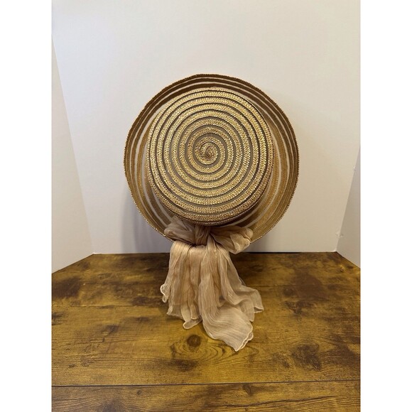 Eric Javits Upturned Brim Natural Woven Hat W/Bow - Picture 3 of 8